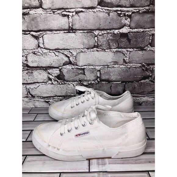 Superga White Canvas Fabric Lace Up Causal Sneakers Shoes Women sz 38EU/7.5M US - Picture 13 of 16